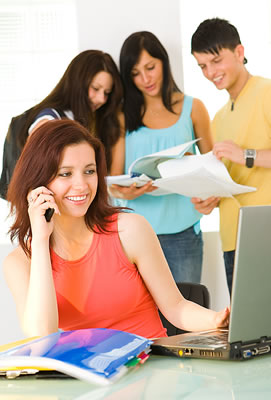 student at a computer