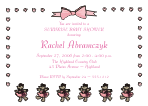 Bears, Bow, Hearts - Pink Baby Shower Invitation