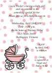 Carriage and Polka Dots Baby Shower Invitation