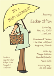 Pregnant with Umbrella Baby Shower Invitation