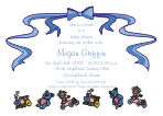 Toys & Blue Bow Baby Shower Invitation