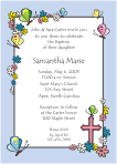 Flowers and Butterflies, Blue  Baptism Invitation