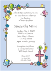 Flowers and Butterflies, Blue Baptism Invitation