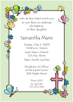 Flowers and Butterflies, Green  Baptism Invitation