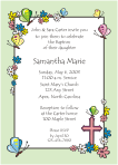 Flowers and Butterflies, Green Baptism Invitation