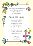 Flowers and Butterflies, Ivory Baptism Invitation