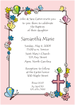 Flowers and Butterflies, Pink  Baptism Invitation