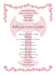 Watermark Cross Flowers Pink Baptism Invitation