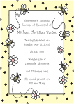 Bumblebees / Flowers Yellow Birth Announcement