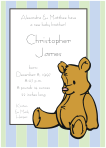 Teddy Bear Stripes Birth Announcement