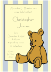 Teddy Bear Stripes Birth Announcement