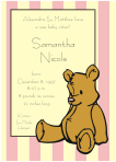 Teddy Bear Stripes Birth Announcement