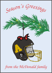 Football Helmet Ornament Christmas Card