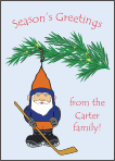 Gnome Hockey Ornament Christmas Cards