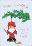 Santa Hockey Face Ornament Christmas Cards