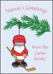 Santa Hockey Ornament Christmas Cards