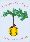 Softball Ornament Christmas Card