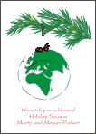 Globe Europe Ornament Christmas Card