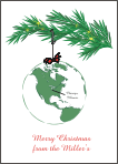 Globe North America Ornament Christmas Card