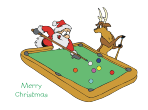 Pool Playing Santa Christmas Card