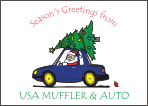 Santa in Car Christmas Card