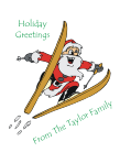 Skiier Santa Christmas Card