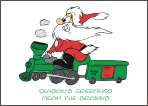 Santa Riding Train Christmas Card