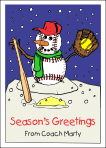 Baseball Snowman Christmas Card