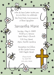 Bumblebees and Flowers, Green First Communion Invitation