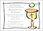 Yellow Chalice and Host First Holy Communion Invitation