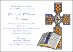 Bible and Orange Cross First Communion Invitation