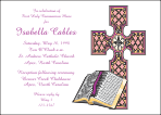 Bible and Pink Cross First Communion Invitation
