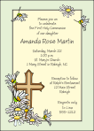 A First Holy Communion Invitation with a Cross and Daisies