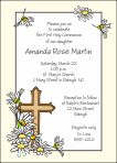 Daisies and Cross, Ivory, First Communion Invitation