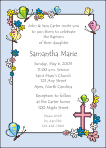 Flowers and Butterflies, Blue, First Communion Invitation