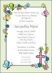 Flowers and Butterflies, Green, First Communion Invitation
