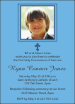 Simple Blue, Color, First Communion Invitation