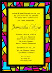 First Communion Invitation with Colorful Stained Glass