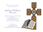 Bible and Orange Cross Confirmation Invitation
