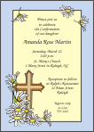 Daisies and Cross, Blue, Confirmation Invitation