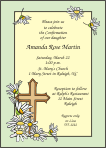 Daisies and Cross, Green, Confirmation Invitation