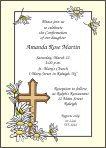 Daisies and Cross, Ivory, Confirmation Invitation