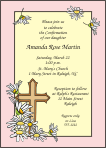 Daisies and Cross, Pink,  Confirmation Invitation