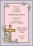 Daisies and Cross, Pink/Purple, Confirmation Invitation