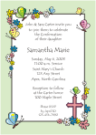Flowers and Butterflies, Green, First Confirmation Invitation