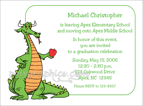 Dragon with Apple Graduation Invitatiion