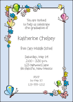 Graduation Flowers and Butterflies Blue Border