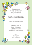 Flowers and Butterflies, Green Graduation Invitation
