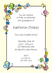 Graduation Flowers and Butterflies Ivory Border