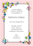 Flowers and Butterflies, Pink Graduation Invitation
